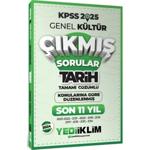 Yediiklim Yayınları 2025 KPSS Genel Kültür Lisans Tarih Konularına Göre Tamamı Çözümlü Son 11 Yıl Çıkmış Sorular