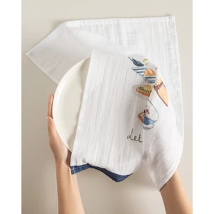 Madame Coco Brunch Müslin Kurulama Bezi - Beyaz/Lacivert