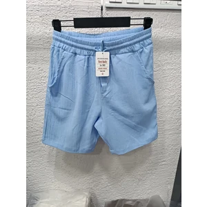 Keten Şort Beli Lastikli %100 Keten Şort