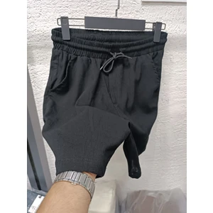 Keten Şort Beli Lastikli %100 Keten Şort