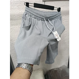 Keten Şort Beli Lastikli %100 Keten Şort