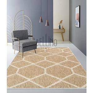Bellino Halı Yıkanabilir Kaymaz Taban Halı Pamuk Kilim Jüt Görünümlü Desenli Salon,Mutfak Halısı Ve Yolluk