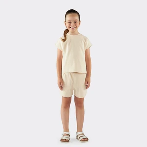 Kız Çocuk Özel Dokulu Kumaşlı Şortlu Takım