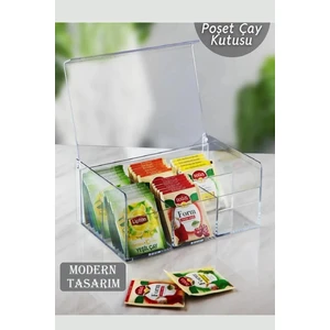 F Blackstone Çay Kutusu 6 Bölmeli Kapaklı Poşet Bitki Çayı Çok Amaçlı Saklama Kabı Özel Tasarım Büyük Tea Box