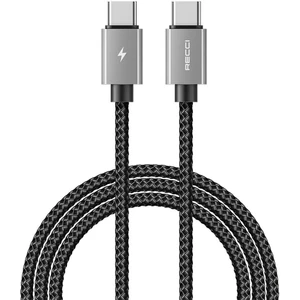 RTC-P08CC Type-C To Type-C Pd 100W 5A Hızlı Şarj Naylon Örgü Dizayn Şarj Data Kablo 1.5m Siyah