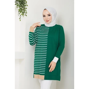 Pamuk Butik Kadın Soğuk Iplik Merserize Şerit Detaylı Triko Tunik -PMK275