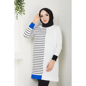 Pamuk Butik Kadın Soğuk Iplik Merserize Şerit Detaylı Triko Tunik -PMK275