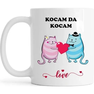Kocam Da Kocam &  Karım Da Karım Yazılı Beyaz Kupa Bardak (Tip 2)--(1 Adet)