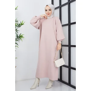Pamuk Butik Kadın Antrasit Tesettür Balon Kol Triko Elbise -PMK184