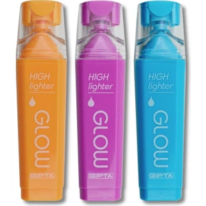 Glow Kesik Uç Neon Fosforlu Kalem 3 Renk Set Turuncu Mavi Mor