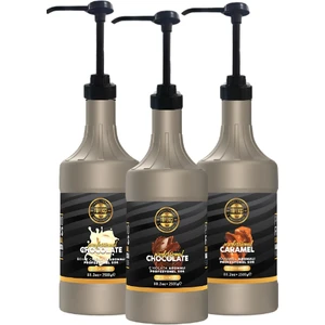 By Tüfekçi Profesyonel Bar Sos Çikolata-Karamel-Beyaz Çikolata Yoğun Form 3 Adet Pompa (2.5kg x 3)