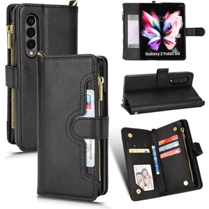 Manyi Mall Samsung Galaxy Z Için Kılıf Fold 3 Kart Tutucu Manyetik Pu Deri Flip (Yurt Dışından)