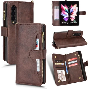 Manyi Mall Samsung Galaxy Z Için Kılıf Fold 3 Kart Tutucu Manyetik Pu Deri Flip (Yurt Dışından)