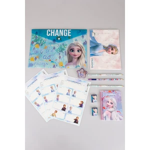 DEKOMUS LİSANSLI ELSA FROZEN 12 PARÇA KIRTASİYE SETİ ÇITÇIT DOSYA,OKUL ETİKETİ,SİLGİLİ KURŞUN KALEM,KALEMTRAŞ,BLOKNOT,RESİM DEFTERİ