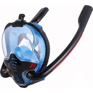 Çift Tüp Silikon Şnorkel Tam Yüz Dalış Maskesi Fullface Buğu Önceliyici Anti Sızıntı Gopro
