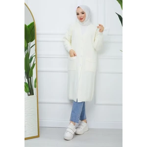 Pamuk Butik Kadın Düğme Kapamalı Cepli Triko Hırka -PMK264