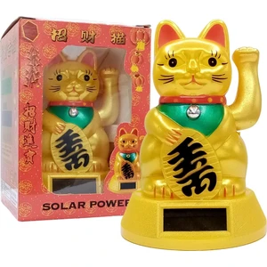 Dünyadan Hediyeler Maneki Neko Gold El Sallayan Şans Kedisi Büyük Solar Güneş Enerjili