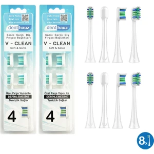 Super Set - V Clean Sonic Soft Temizlik - Philips Sonicare Uyumlu 8 Adet Yedek Başlık