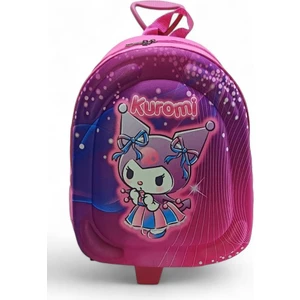 Pembe 3D Kabartmalı Anaokulu Çekçekli Sırt Çantası 30x20 cm Kız Çocuk Kreş Çantası