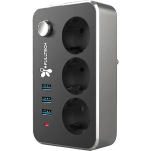 Metre USB Li Termal Akım Korumalı 3'lü Priz 3 x USB Uzatma Kablosu