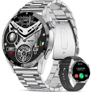 Watch GT3 Pro 46mm Gümüş Amoled Ekranlı Spor Çelik Kasa Erkek Akıllı Saat Sesli Görüşmeli NFC, GPS, Spor Takibi, Sağlık Ölçümü Android İos iphone Huawei Uyumlu 8-9 Howear