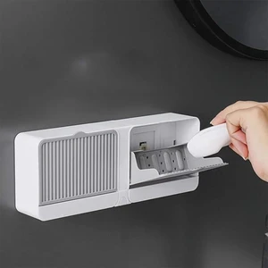 2 Bölmeli Su Tutmaz Katı Sabunluk Güçlü Yapışkanlı Duvara Monte Kapaklı Mutfak Banyo Organizeri