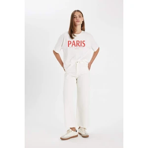 Culotte Gabardin Kumaş Pantolon Yüksek Bel Basic Düz Cepli Geniş Bol Paça C7535AX24AU