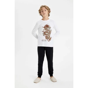 Erkek Çocuk Pijama Takımı Baskılı Uzun Kollu Üst Uzun Alt D5216A824AU