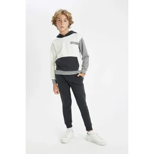 Erkek Çocuk 2'li Takım Baskılı Kapüşonlu Kanguru Cepli Sweatshirt Üst Jogger Eşofman Altı C8316A824AU