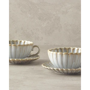 English Home Fiore New Bone China 4 Parça 2 Kişilik  Fincan Takımı Gri
