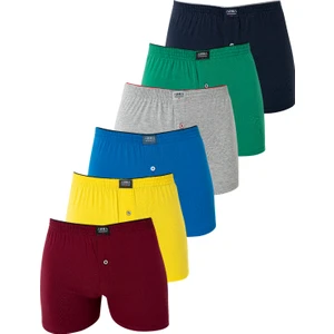 6'lı Paket Karışık Renkli Erkek Penye Havlu Bel Boxer %100 Pamuk