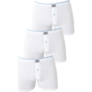 Erkek Beyaz Düğmeli Boxer 3'lü Paket %100 Pamuklu Penye
