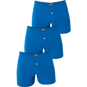 Erkek Mavi Düğmeli Boxer 3'lü Paket %100 Pamuklu Penye
