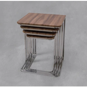 Veys Sehpa Tekerleksiz  - Vegas Zigon Sehpa  4 Lü - Kahve