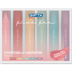 Pick Pen 6'lı Fosforlu Markör Parlak Renkler