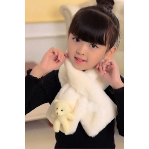 Huvi Çocuk Ayıcık Peluş Atkı Kaşkol Rüzgar Geçirmez Welsoft Polar Boyunluk Şalı