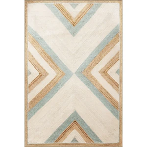 Rugs Modern Mavi Bej Temalı Geometrik Üçgen Şekil Desenli Modern Dekoratif Halı 1908
