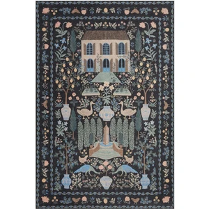Rugs Modern Floral Mira Siyah Ev ve Botanik Tema Renkli Dokuma Taban Halı Mira 1315