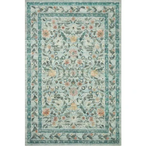 Rugs Modern Pastel Yeşil Çiçekli Tema Dokuma Taban Dijital Baskılı Halı Mira 1383