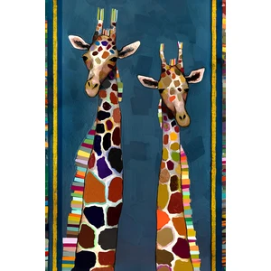 Rugs Modern Mavi Temalı Zürafa Desenli Çok Renkli Modern Dekoratif Halı 1649