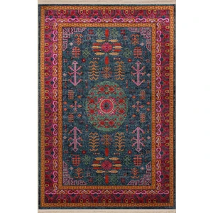 Rugs Modern Yeşil Temalı Çok Renkli Geleneksel Motif Desenli Kreatif Vintage Dekoratif Halı 2768