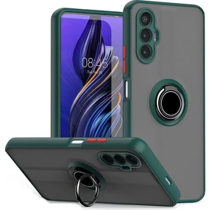 Tecno Pova 3 Kılıf Montreal Yüzüklü Mıknatıslı Kamera Korumalı Silikon Koyu Yeşil