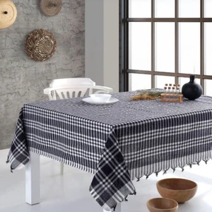Rozet Tekstil Çok Amaçlı Sofra Bezi&Piknik Örtüsü&Masa Örtüsü Pötikare Desenli Saçağı Bağlamalı Masa Örtüsü