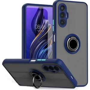 Tecno Pova 3 Kılıf Montreal Yüzüklü Mıknatıslı Kamera Korumalı Silikon Lacivert