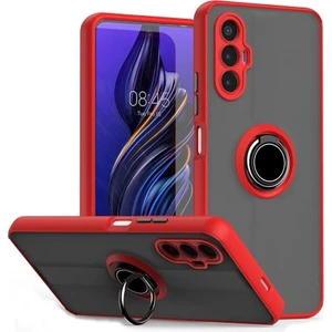 Tecno Pova 3 Kılıf Montreal Yüzüklü Mıknatıslı Kamera Korumalı Silikon Kırmızı