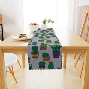 Büyük Çoklu Kaktüs Desenli Runner 40x140
