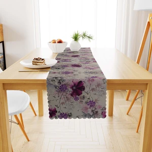 Çiçek Desenli Mor Mürdüm Runner 40x140