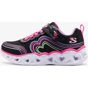 Heart Lights - Retro Hearts Büyük Kız Çocuk Siyah Işıklı Spor Ayakkabı 302689L Bkmt