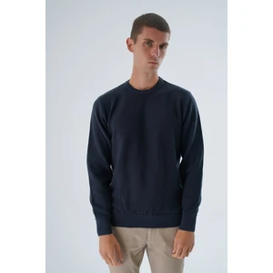 Trist Star Erkek Lacivert %100 Pamuk Bisiklet Yaka Triko Kazak TRIST-1194