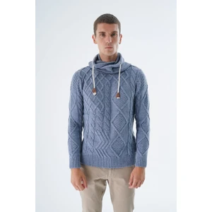 Trist Star Erkek Havacı Şal Yaka Yürütme Saç Örgülü Yün Triko Örme Kazak TRIST-5342